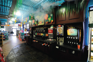 Final result of the interactive, in-store experience for customers, including fog and lightning