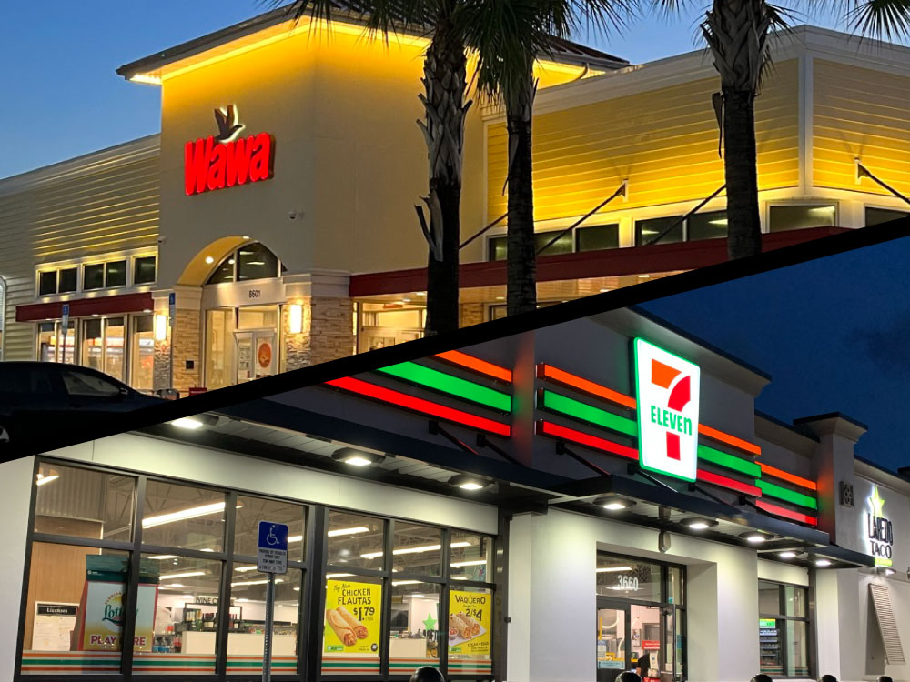 Wawa 7 Eleven storefronts