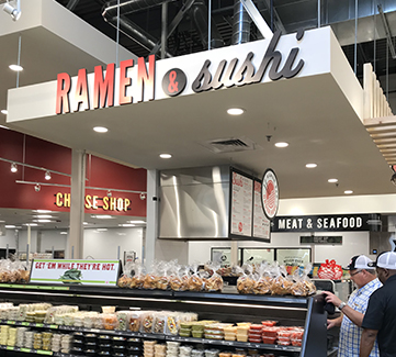 Lucky's Market sushi signage