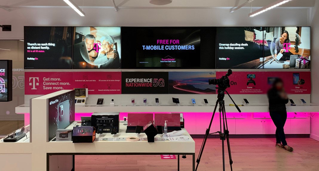 T-Mobile store interior backlit fabric