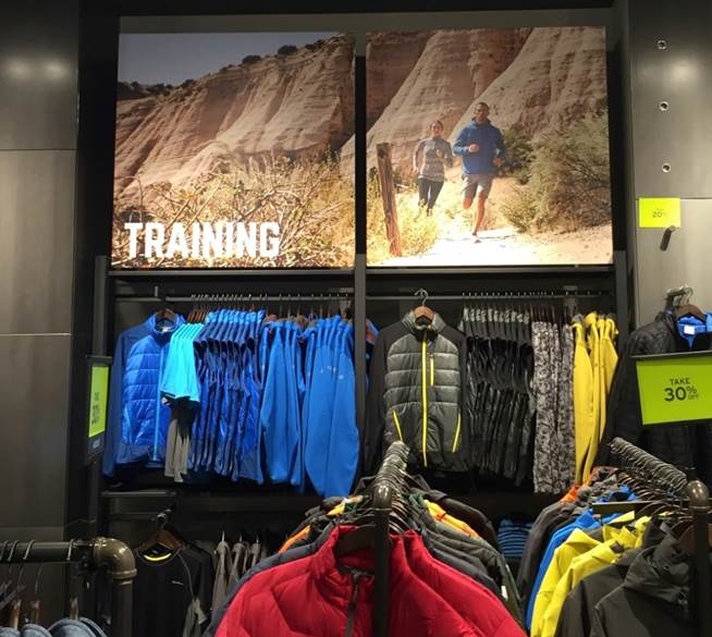 outdoor clothing store interior versatile fixtures