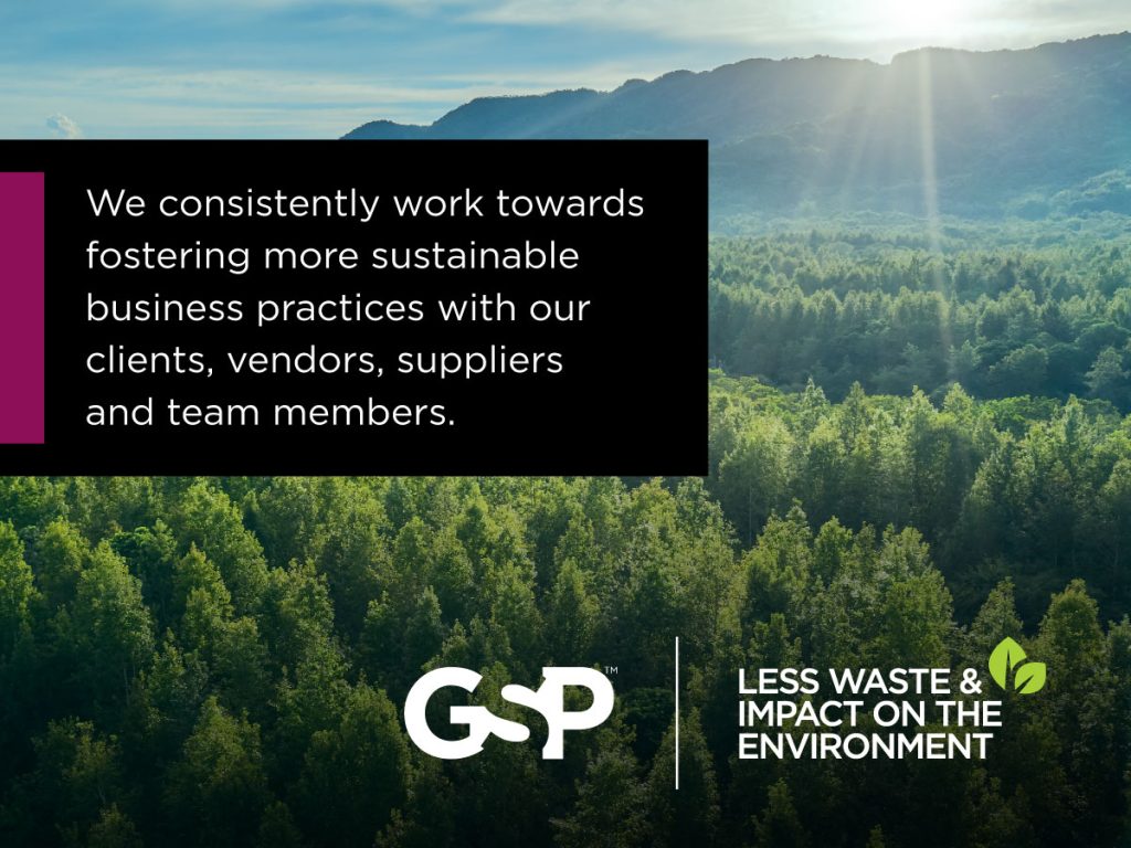 GSP Sustainability logo and nature background