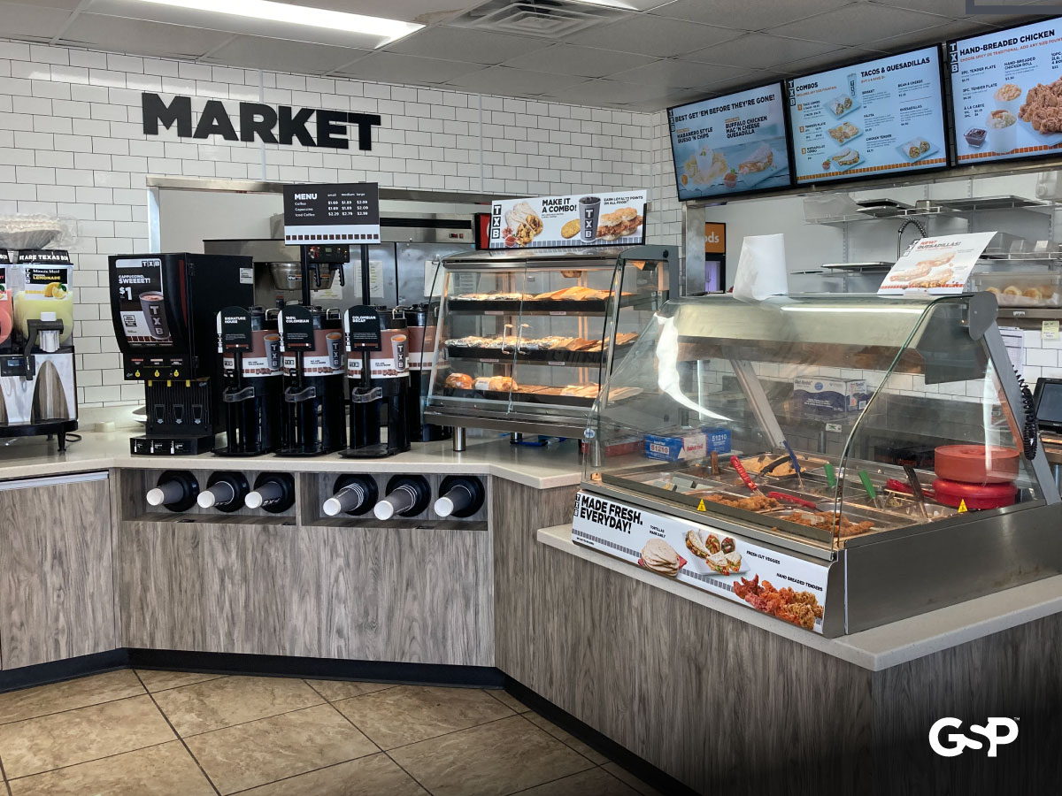 TXB coffee bar and food display cases